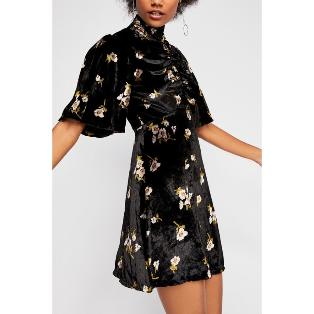Free People Be My Baby Velvet Floral Dress